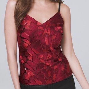 White House Black Market Red Sequin Floral Camisole